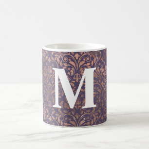 Taza De Café Rosa Dorado Glamuroso con Hojas de Pan de Oro y Da