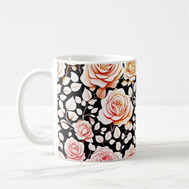Taza De Café Rosa elegante florece (Izquierda)