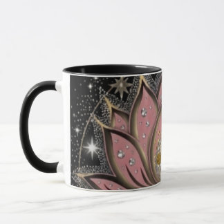 Taza de café rosa espiritual del loto
