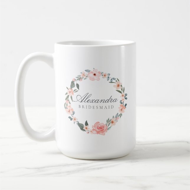 Taza De Café Rosa floral acuarela y veneración vegetal (Izquierda)