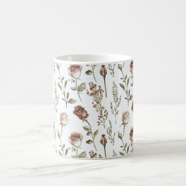 Taza De Café Rosa Floral de Rubor Rojo   (Centro)
