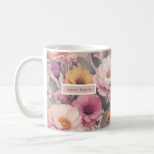 Taza De Café Rosa floral moderno rosa elegante
