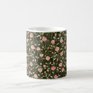 Taza De Café Rosa floral negro rosa