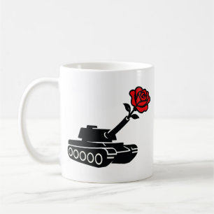 Taza De Café Rosa floral tanque antiguerra pacifista
