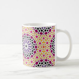 Taza De Café Rosa geométrico turco, morado, amarillo