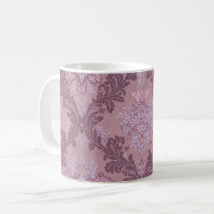 Taza De Café Rosa Lavanda Polvorienta Lila Mauve Damask Elegant