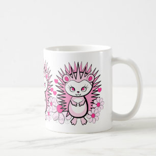 Taza De Café Rosa lindo femenino del erizo