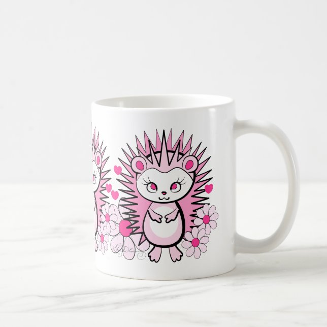 Taza De Café Rosa lindo femenino del erizo (Derecha)