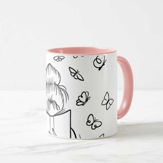 Taza de café rosa Lovely Reader (Anverso derecho)
