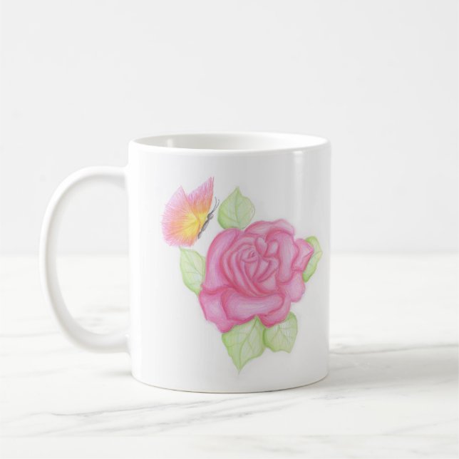 Taza De Café rosa mariposa Christina (Izquierda)