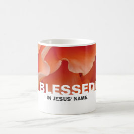 Taza De Café Rosa Melocotón Floral Personalizada BENDITA