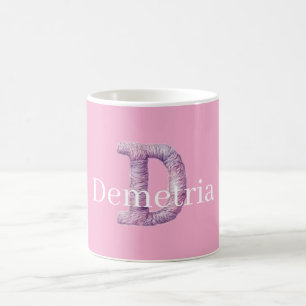 Taza De Café Rosa Morado Acogedor D Impreso Nombre