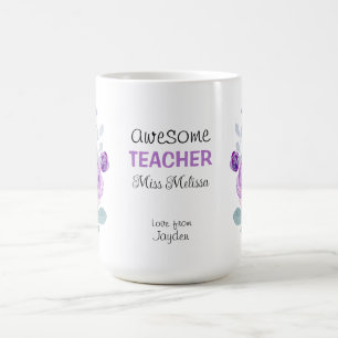 Taza De Café Rosa morado impresionante regalo de profesor mejor