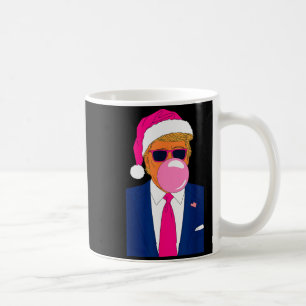 Taza De Café Rosa Navidad Soplando Chicle Trump En Festivo