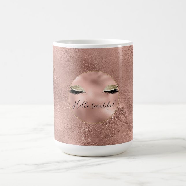 Taza De Café Rosa Oro Glitzy Black Eyelashes (Centro)