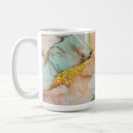 Taza De Café Rosa Pastel, Verde azulado, Mármol Blanco