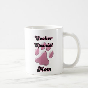 Taza De Café Rosa Pawprint de la mamá de cocker spaniel
