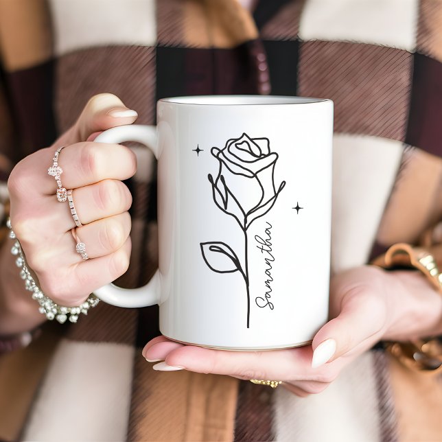 Taza De Café Rosa personalizado Floral Mug, regalo para mamá y  (custom name mug, personalized name mug, mothers day gift, mama gift, new mom mug, mom mug, mom gift)