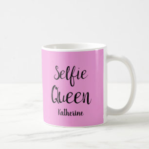 Taza De Café Rosa personalizado nombre de la reina de Selfie