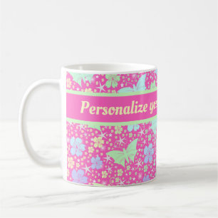Taza De Café rosa, plata, mariposa, metalizado, decoración, dis
