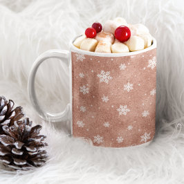 Taza De Café Rosa Purpurina de oro estrena copos de nieve