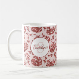 Taza De Café Rosa Purpurina dorado Monograma floral