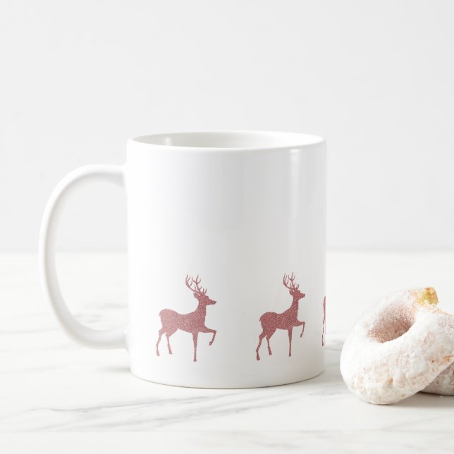 Taza De Café Rosa Purpurinas  de la imitación de oro Navidades  (Con donut)