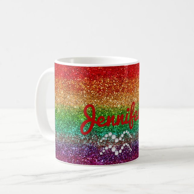 Taza De Café Rosa Rainbow Aquarius personalizado (Anverso izquierdo)