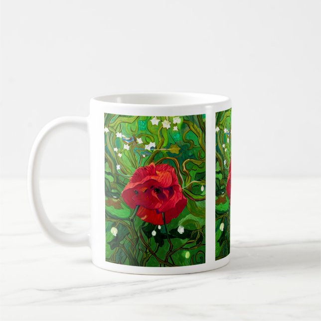 TAZA DE CAFÉ ROSA ROJA  (Izquierda)
