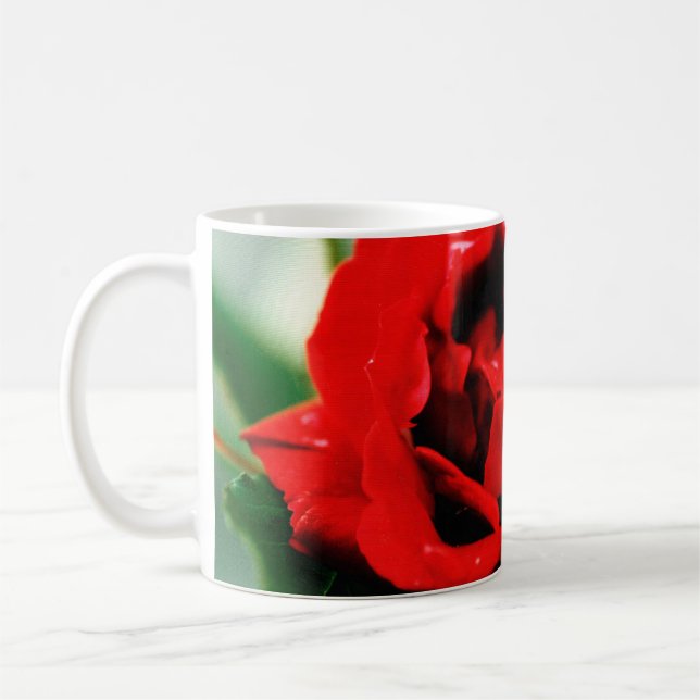 Taza De Café Rosa roja con gotas de salsa (Izquierda)