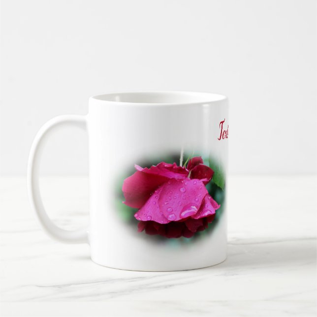 Taza De Café Rosa Roja Después De La Lluvia Personalizada (Izquierda)