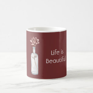 Taza De Café Rosa Roja en Botella