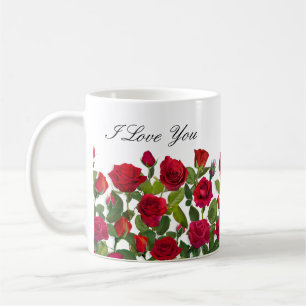 Taza De Café Rosa Roja Moderna Minimalista Nombre Te Amo