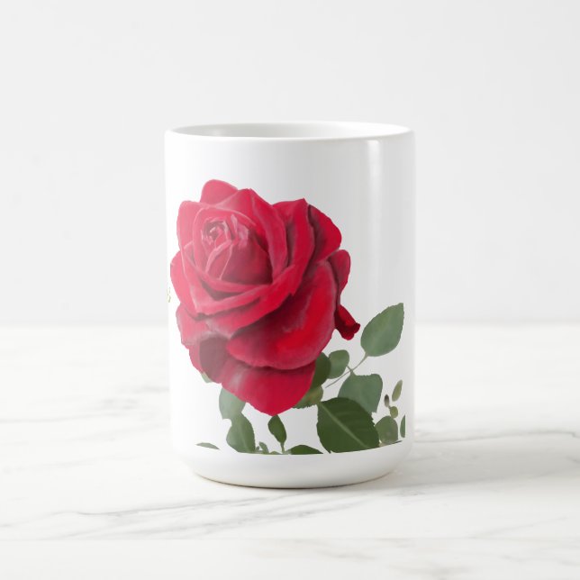 Taza De Café Rosa roja pintada a mano (Centro)