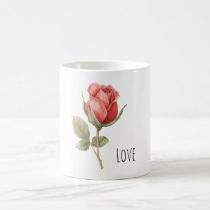 Taza De Café Rosa Roja Romántica Amor