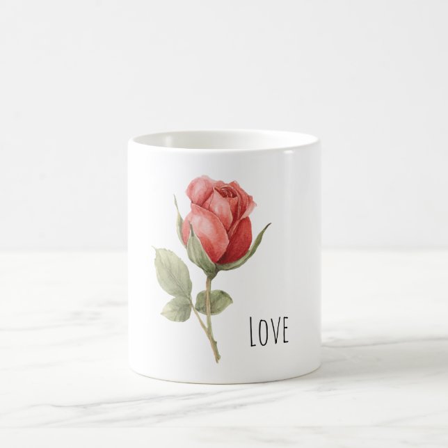 Taza De Café Rosa Roja Romántica Amor (Centro)
