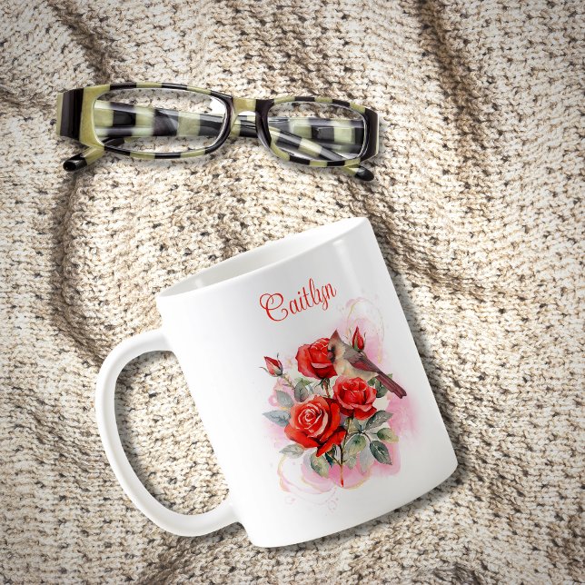 Taza De Café Rosa Roja y Cardenal Personalizado del Café Mug (Subido por el creador)