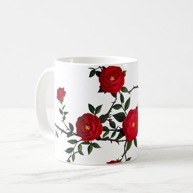 Taza De Café Rosa Rojo Elegante (Anverso izquierdo)