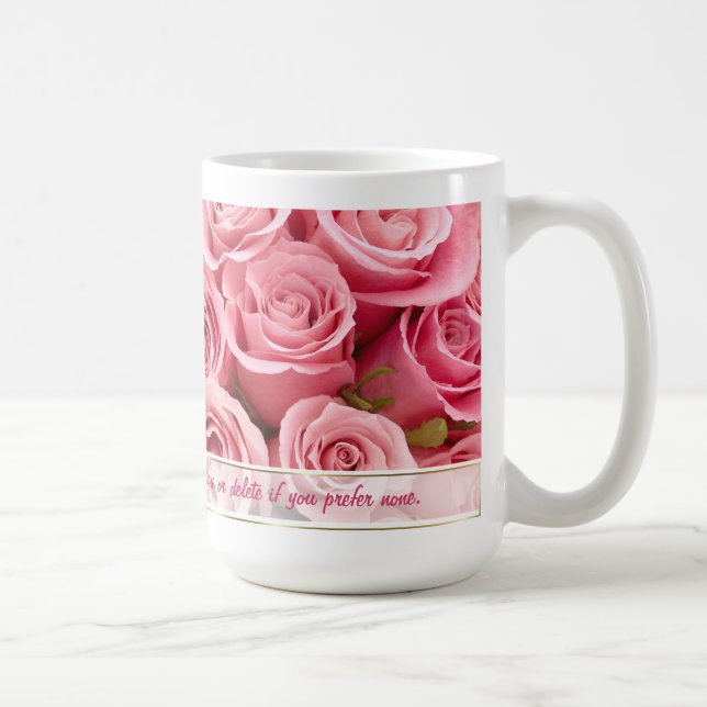 Taza De Café Rosa rosa elegante - Personalizar (Derecha)