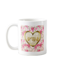 Rosa Rosa Elegante y Corazón Dorado Mejor Mamá del