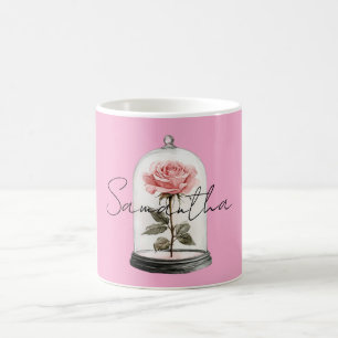 Taza De Café Rosa rosa en vidrio