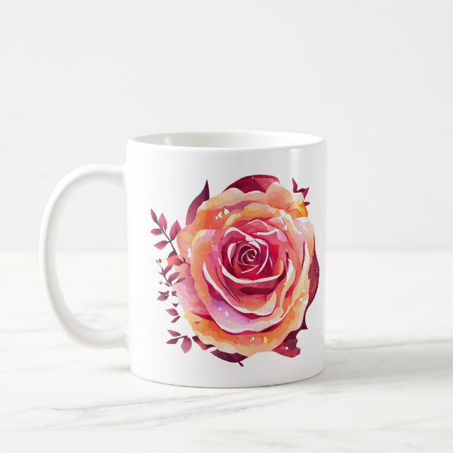 Taza De Café Rosa rosa grande simple (Izquierda)