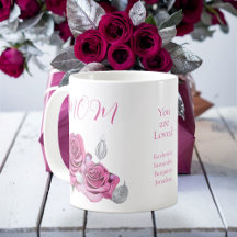 Rosa Rosa Hojas de Plata 'Te Amamos' Mamá