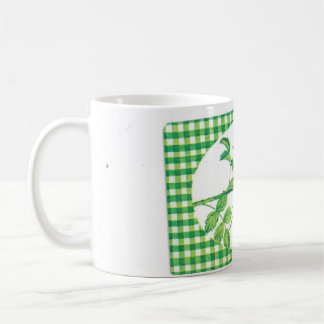 Taza De Café Rosa Rosa Vintage Gingham Verde Cottagecore Floral