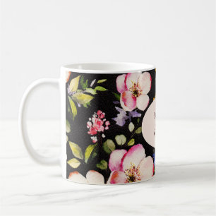 Taza De Café Rosa rosa y amarillo color de agua en negro, cumpl