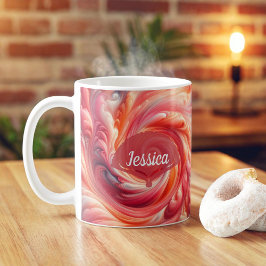 Taza De Café Rosa Salmón Moderno Abstracto Giratorio
