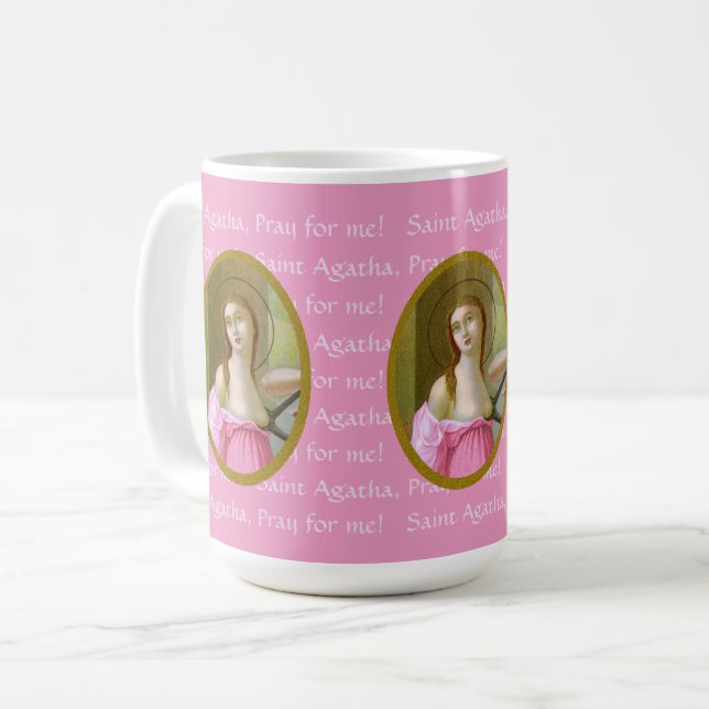 Taza De Café Rosa St. Agatha (M 003) 15 oz. Coffee Mug (Anverso izquierdo)