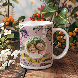 Taza De Café Rosa te queremos reina abeja y flores foto