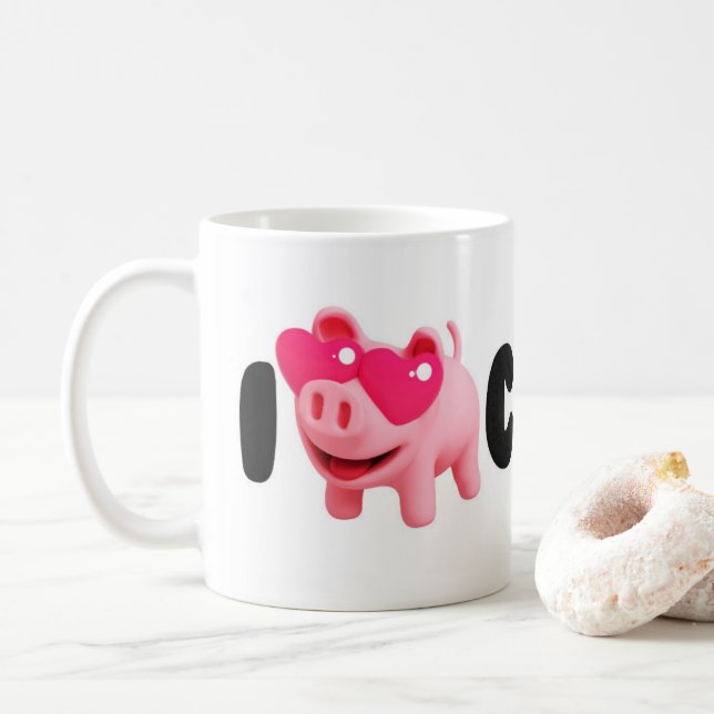 Taza De Café Rosa the Pig Love Coffee so much! (Con donut)