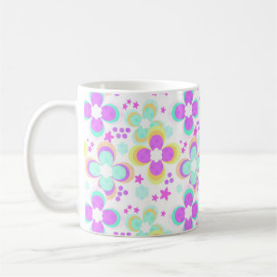 Taza De Café Rosa, turquesa, floral